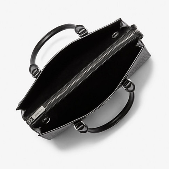 NWT MICHAEL MICHAEL KORS Sheila Medium Signature Logo and Metallic Satchel - Picture 2 of 6